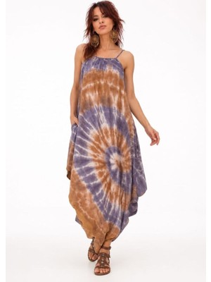 Boutique Bade Yırtmaçlı Batik Elbise