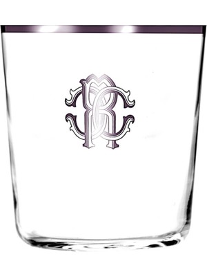 Roberto Cavalli Monogram Platin Dekorlu Kristal Su ve Meşrubat Bardağı