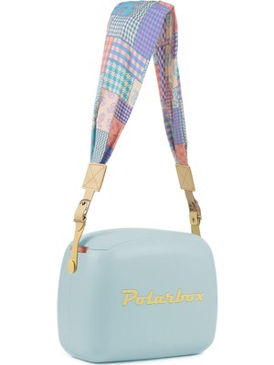 Polarbox Prinkstyle Patchwork Classic Sky Blue Yellow Pamuk ve Deri Kayışlı Soğuk ve Sıcak Tutucu Yemek Çantası 6 Lt