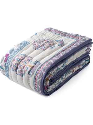 Uniqlooms Roots Lila Pamuklu El Yapımı Battal Boy Yatak Örtüsü 230 x 260 cm