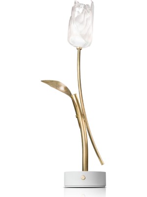 Tulip Battery Beyaz Gold Alüminyum Masa Lambası