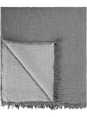 Barine Cocoon Koyu Gri Pamuklu 4 Katlı Müslin Yatak Örtüsü Pike 200 x 220 cm