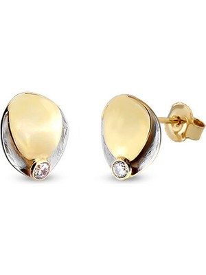 Orena Jewelry Zirkon Texture 14 Ayar Altın Kadın Küpe