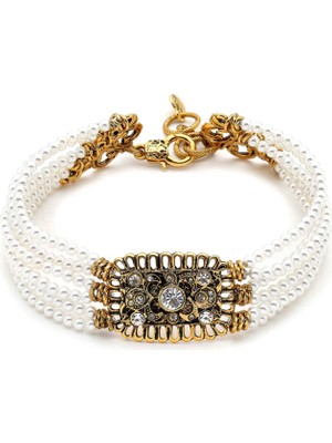 Mon Reve Grace Incili Altın Kaplama Kadın Choker Kolye