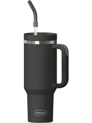 SipnJoy Siyah Çelik Tumbler Termos 1200 ml