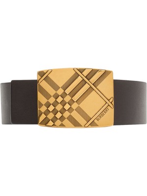 Burberry Check Engraved Kahverengi Deri Erkek Kemer