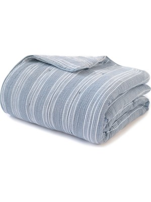 Barine Striped Comfy Beyaz Gri Müslin Yorgan