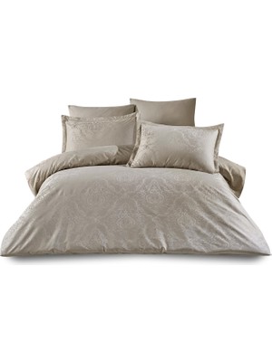 DK Store Vicenza Bej Pamuk Saten Battal Boy Nevresim Takımı 240X220 cm