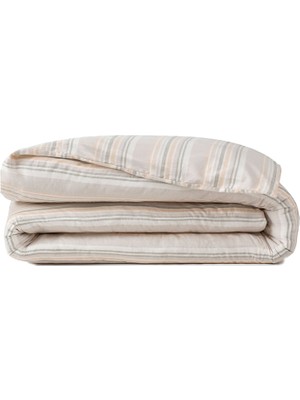 Barine Striped Smooth Percale Karamel %100 Pamuk Çift Kişilik Nevresim Kılıfı 200X220