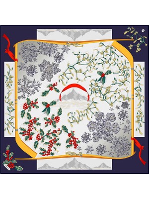 Poanes Kar Tanesi Desenli Twill Ipek Kadın Eşarp