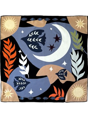 Folie Living In The Eye Of The Moon Renkli Baskılı Ipek Kadın Fular 55 cm