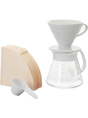 Hario V60 02 Seramik Beyaz Kahve Demleme Seti