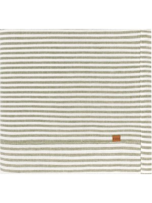Barine Linen Haki Çizgili Keten Masa Örtüsü 150 x 320 cm
