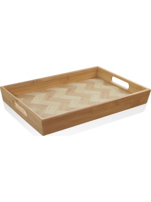 The Mia TPS0074 Wicker Bambu Dikdörtgen Tepsi