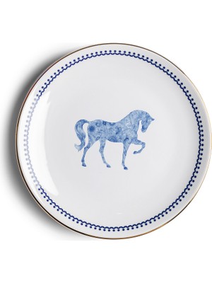Some Home İstanbul Horse Luck Collection Blue At Figürlü Porselen Tatlı Tabağı 17 cm