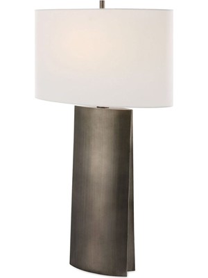 Uttermost V-Groove Gri Çelik Abajur
