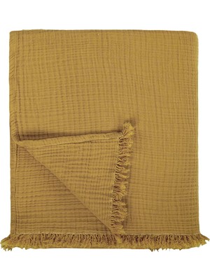 Barine Cocoon Köri Pamuklu 4 Kat Müslin Tek Kişilik Throw Koltuk Şalı Battaniye 130 x 170 cm