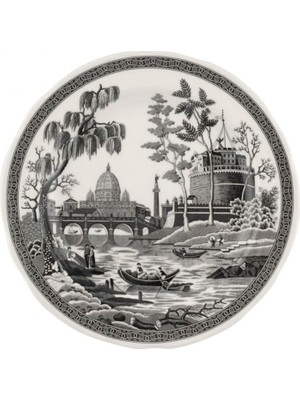 Spode Heritage Siyah Desenli Porselen Yemek Tabağı