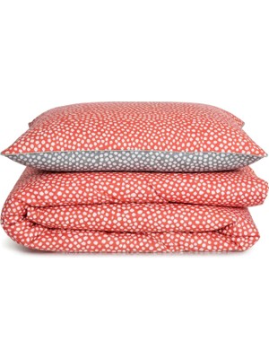 Griemay Dots Turuncu Pamuklu Tek Kişilik Nevresim Takımı 160 x 220 cm