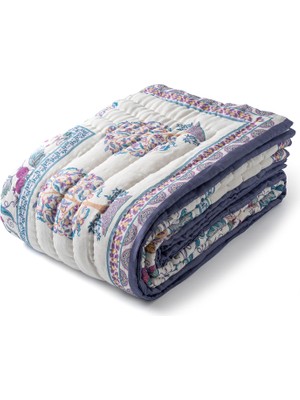 Uniqlooms Roots Lila Organik Pamuk El Yapımı Çift Kişilik Yatak Örtüsü 210 x 240 cm