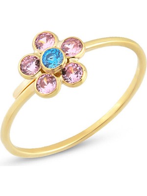 Orena Jewelry Pink Daisy 14 Ayar Altın Kadın Yüzük