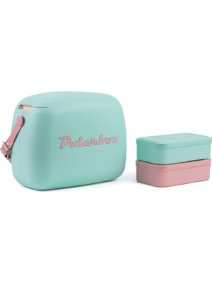 Polarbox Deri Kayışlı Turkuaz Pembe Soğuk ve Sıcak Tutucu Yemek Çantası 6 Lt