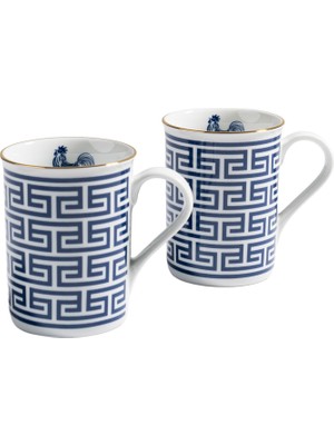 Some Home İstanbul Lucky Rooster Collection Blue Porselen 2'li Kupa Seti