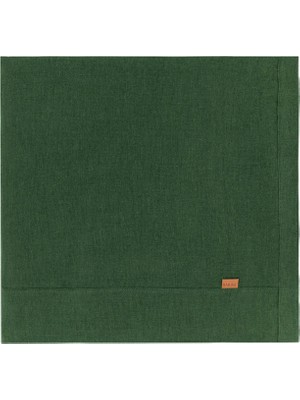 Barine Linen Koyu Yeşil Keten Masa Örtüsü 150 x 250 cm