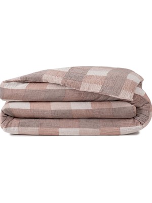 Barine Gingham Gauze Koyu Kahve %100 Pamuk Çift Kişilik Nevresim Seti 200 x 220 cm