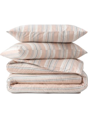 Barine Striped Smooth Percale Sarı %100 Pamuk Çift Kişilik Nevresim Kılıfı 200 x 220 cm