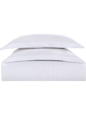 Qua Home Gloria Beyaz Bej Pamuk Saten Nakışlı Çift Kişilik Nevresim Seti 200 x 220 cm