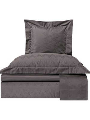 Valeron Davis Antrasit Pamuklu Jakar King Size Nevresim Takımı 240 x 220 cm