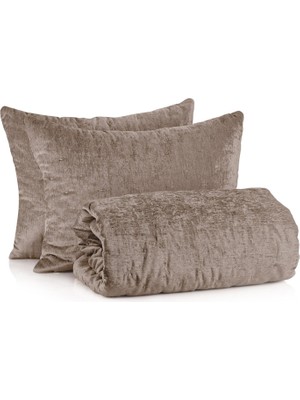 Rumija Home Mocha Luxury Sütlü Kahve Kadife Kapitone Pamuklu Çift Kişilik Yatak Örtüsü Seti 150 x 300 cm
