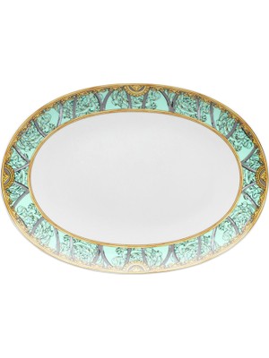 Versace Scala Palazzo Yeşil Porselen Oval Servis Tabağı 33 cm