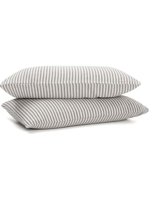 Barine Striped Serenity Antrasit Keten 2'li Yastık Kılıfı Seti