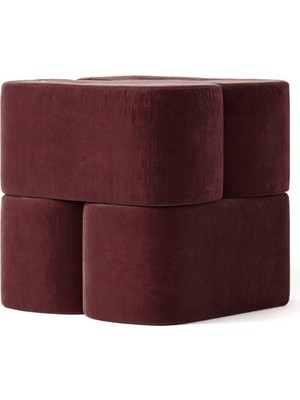 Hermhaus Ori Bordo Kadife Puf