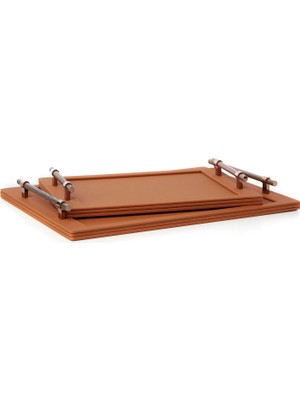 Aeris Valencia Terracotta Küçük Boy Deri Tepsi