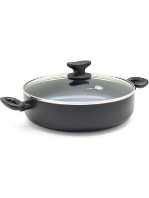 Greenpan Torino Siyah Seramik Basık Tencere 24 cm