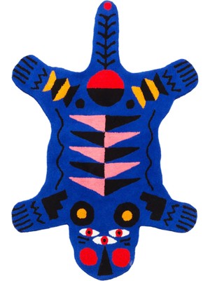 Qeeboo Oggian Mavi Panter Büyük Boy Halı 128 x 200 cm