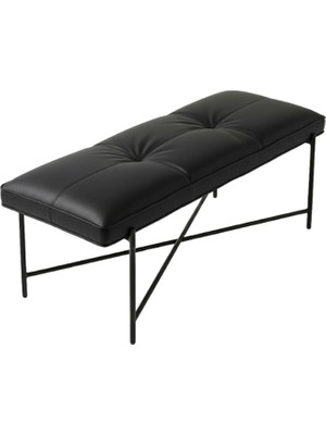 Foqlio Vax Suni Deri ve Metal Iskelet Siyah Bench