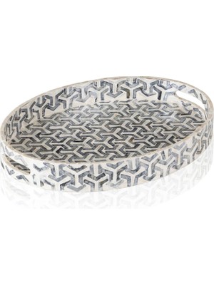 The Mia Sedef Seramik Oval Tepsi 50 x 36 cm