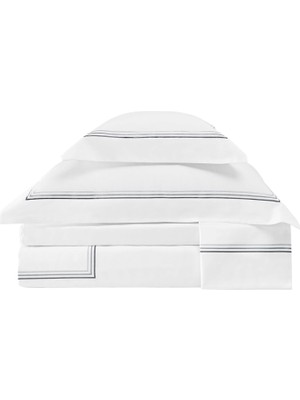 Valeron Trio Antrasit Işlemeli Saten Super King Size Nevresim Takımı 260 x 240 cm