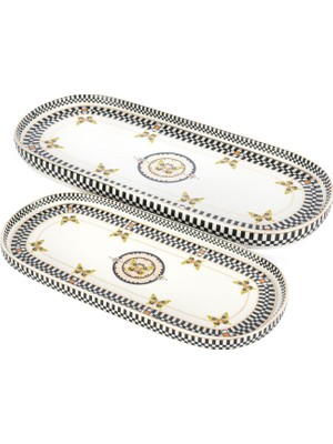 Mikasa Moor Monarch Renkli Porselen Oval 2'li Tabak Seti