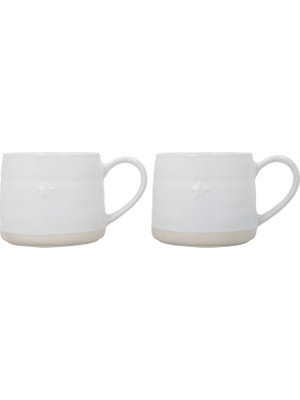 Mikasa Mkmugstarpk2 Farmhouse Star Stoneware Beyaz 2'li Seramik Kupa Seti