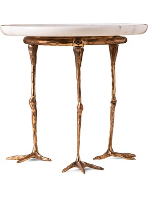 Atelier Terra Madre Gerana Bronz Detaylı Beyaz Mermer Sunum Tabağı