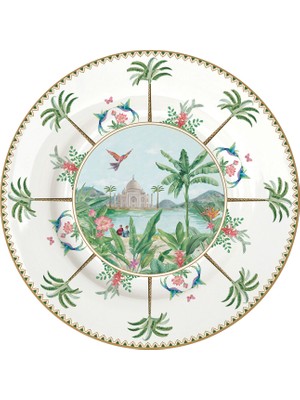 Easy Life Paradise Sauvage Bitki ve Hayvan Desenli Porselen Pasta Tabağı 19 cm