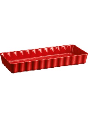 Emile Henry Kırmızı Seramik Dikdörtgen Tart Börek Fırın Kabı 36 cm