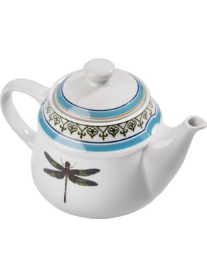 Some Home İstanbul Lady Dragonfly Beyaz Yeşil Porselen Demlik