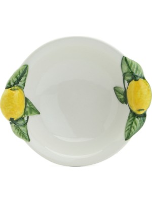 V.B.C La Ceramica Beyaz Limon Kabartmalı Porselen Kase