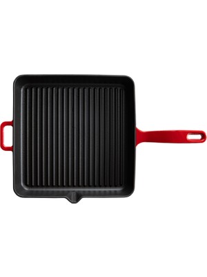Voeux Kitchenware L'amour Kırmızı Kare Izgara Döküm Tava 30 cm